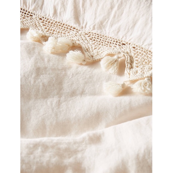 Anthropologie Bedding Anthropologie Tasseled Linen Duvet Cover